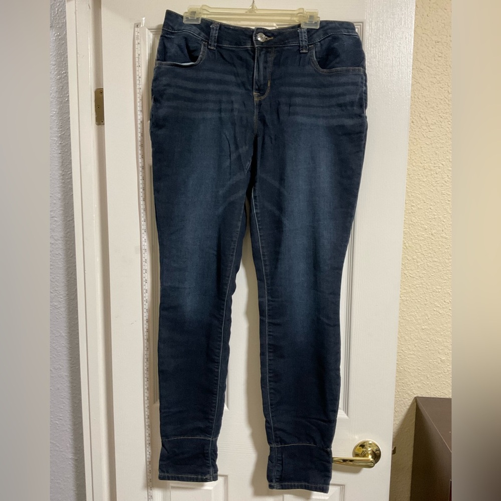 Maurices Women's Long Skinny Jeans With Plaid Detail